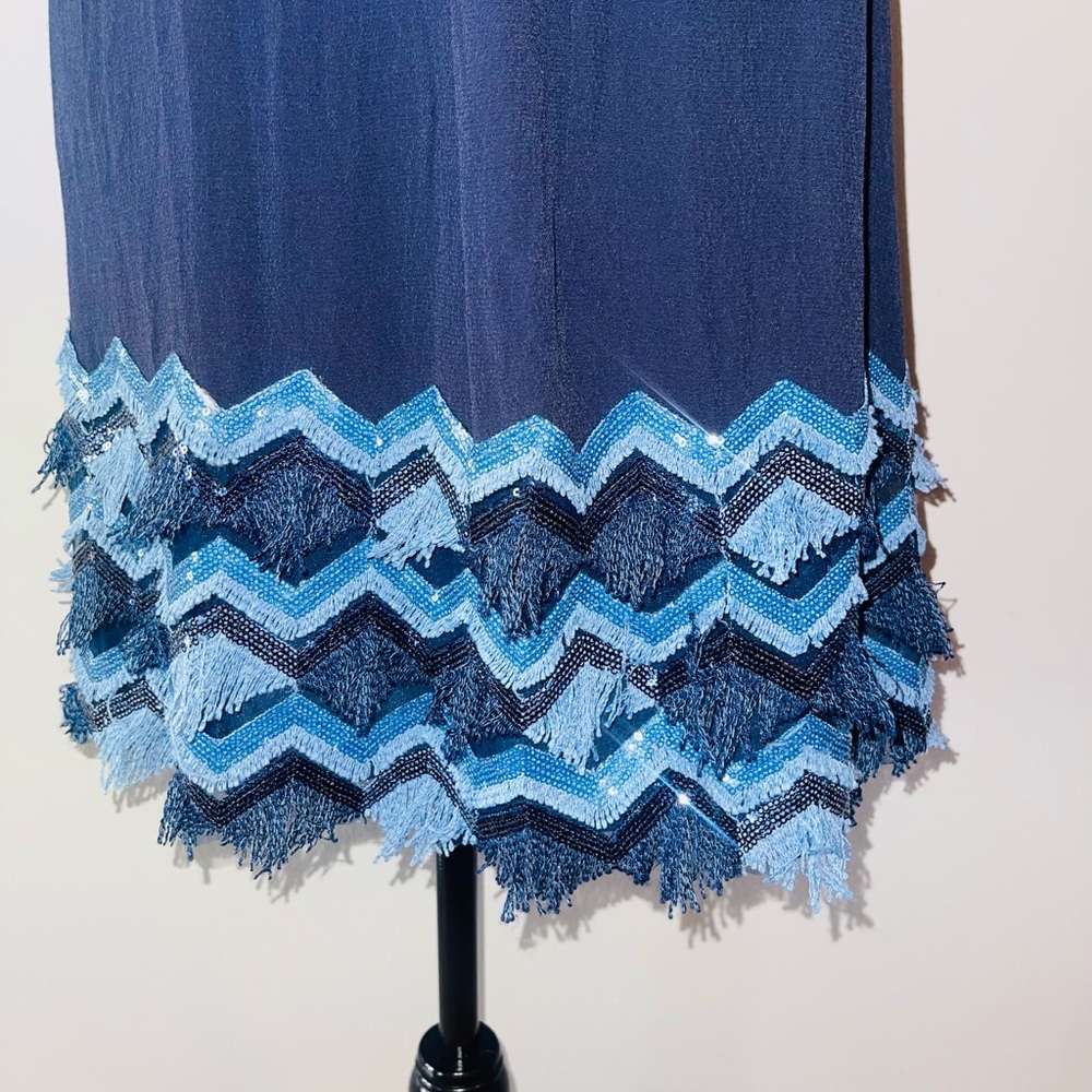 Maeve by Anthropologie Navy Fringe Hem Dress β Size 6 - Picture 6 of 8